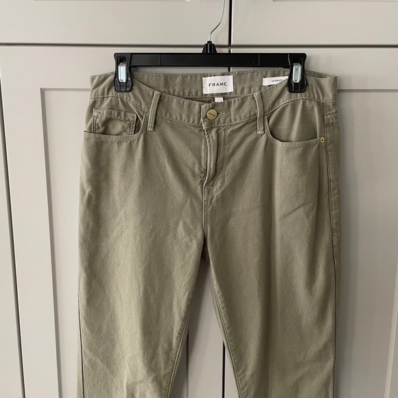 Frame Jeans Women’s 26 Le Garcon Ankle in 'Washed Military' Green - Picture 4 of 13